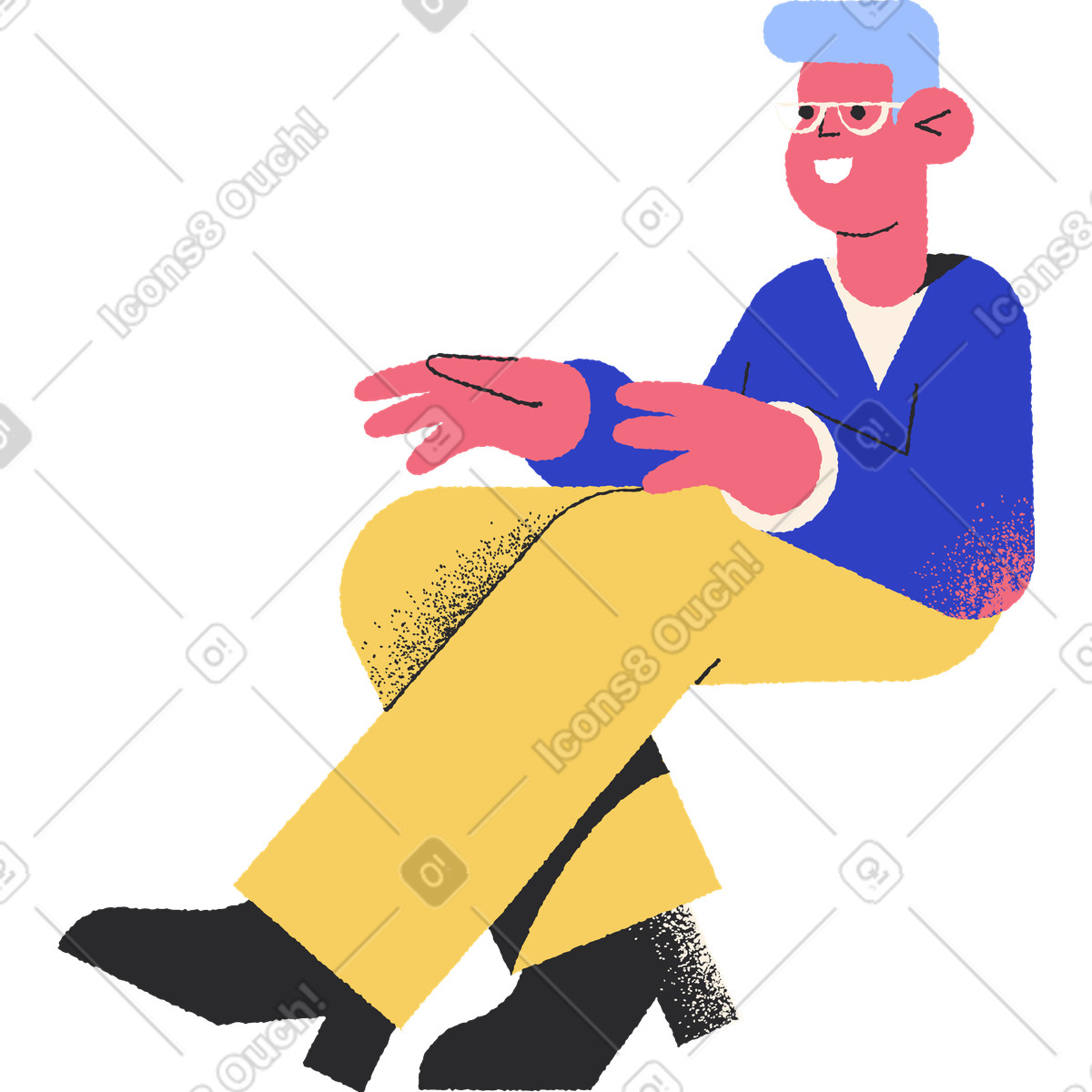 Ilustração de Homem sentado em no estilo Pablo para baixar em PNG, SVG