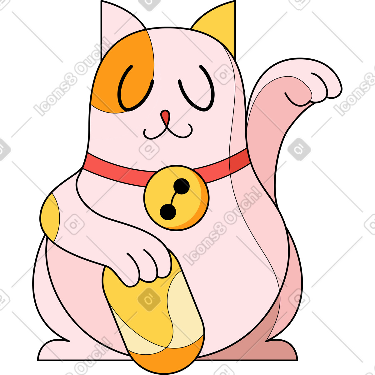 Gatto fortunato illustrazione in stile Surr scarica in PNG, SVG