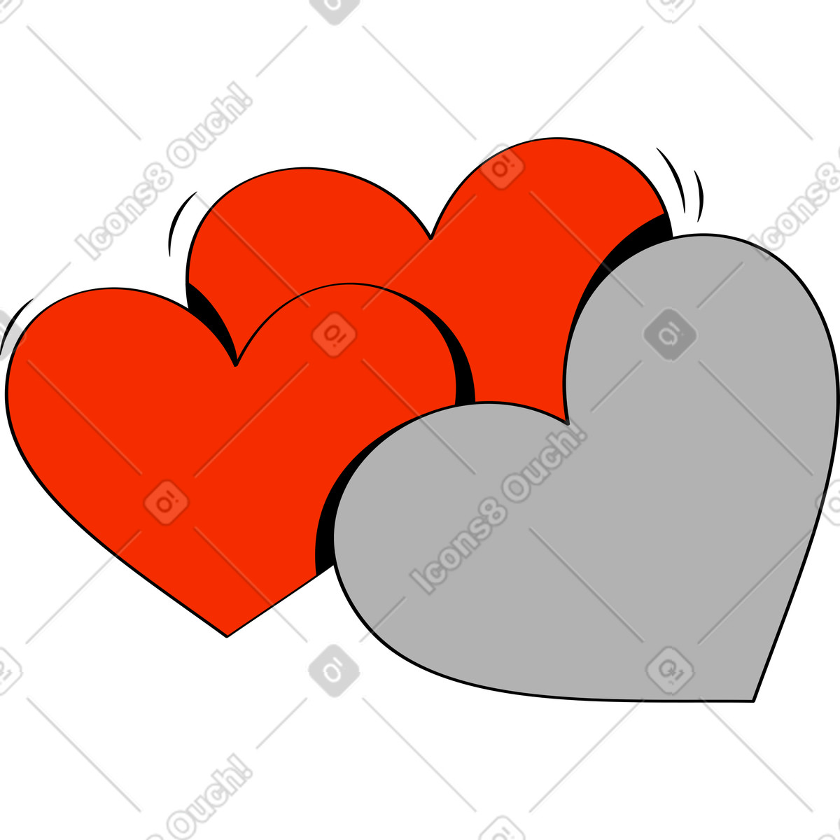 Ilustración Corazones en estilo Looney a descargar en PNG y SVG