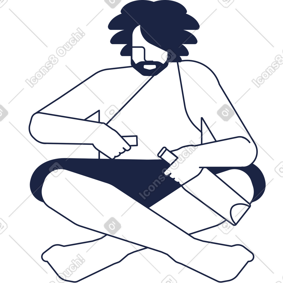 下载 Urban 风格的 Sitting man line 插画，支持 PNG、SVG 格式