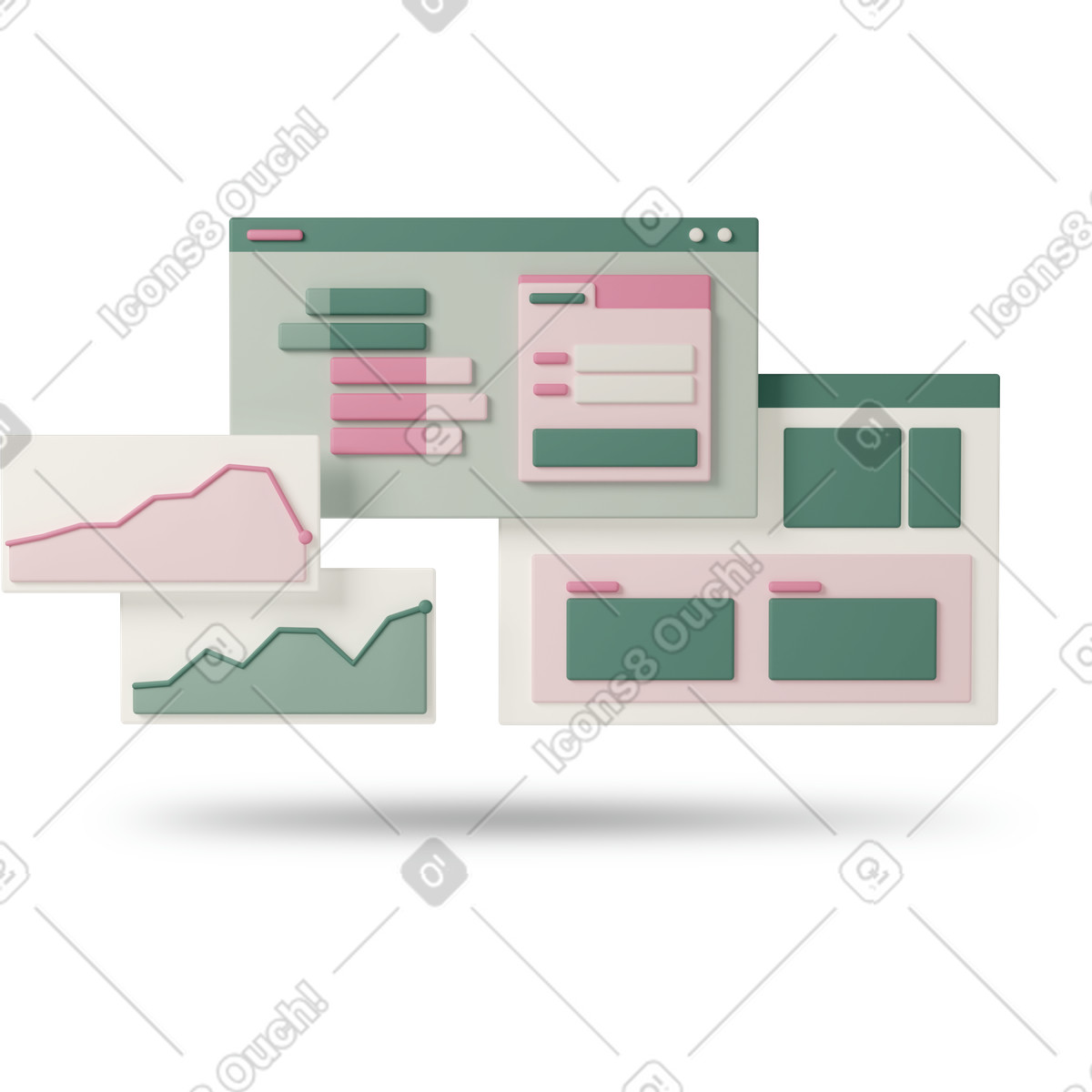 Иллюстрация Statistics bars and line graphs в стиле 3D Casual life — скачать в форматах PNG, SVG