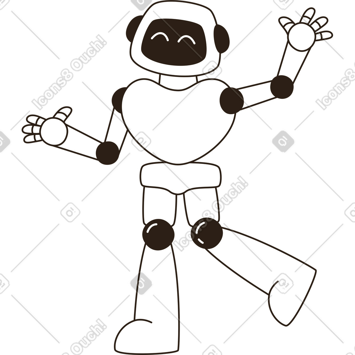 Ilustração de Robô feliz em no estilo Plain para baixar em PNG, SVG
