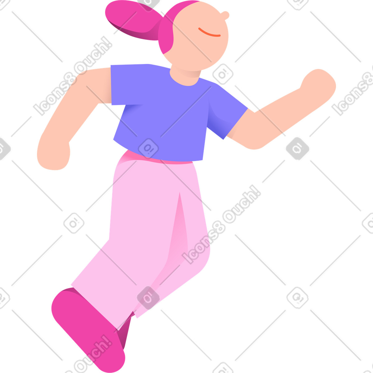 下载 8bit 风格的 运行的女人 插画，支持 PNG、SVG 格式