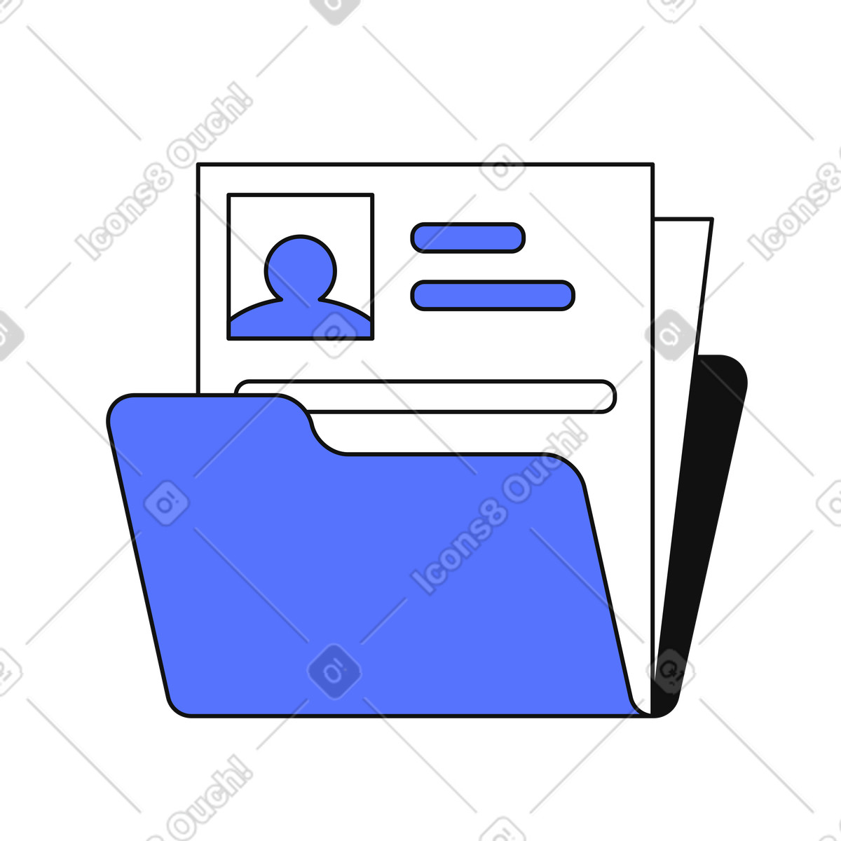 下载 Main 风格的 Folder holding employee profile document with avatar photo and details 插画，支持 PNG、SVG 格式