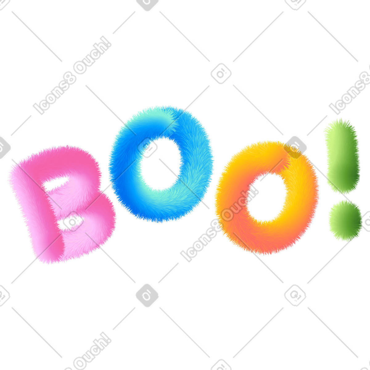 下载 Puffy 风格的 Lettering boo! in multicolored style text 插画，支持 PNG、SVG 格式