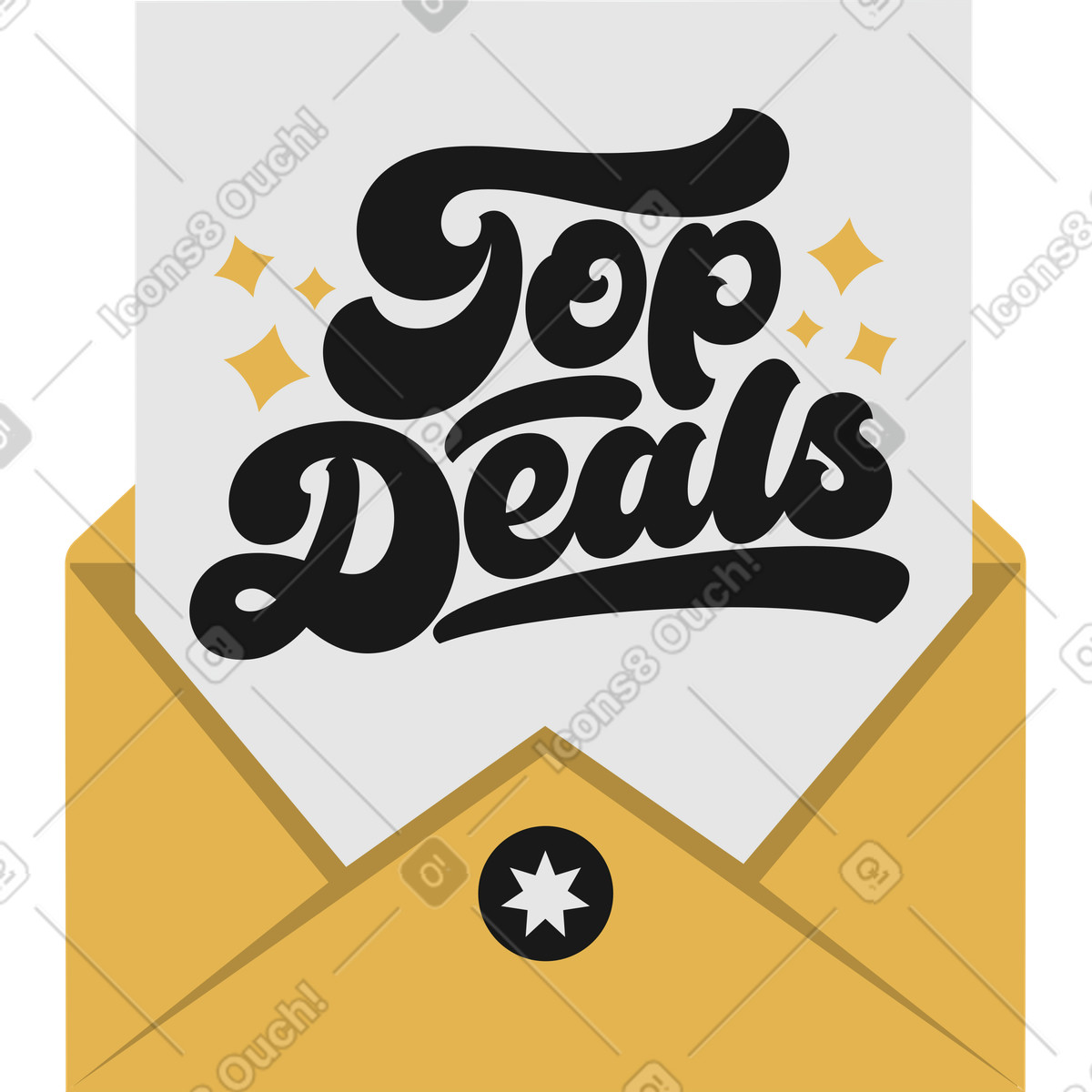 Schriftzug „top deals“-umschlagtext-Illustration im Lettering-Stil als Download in PNG, SVG