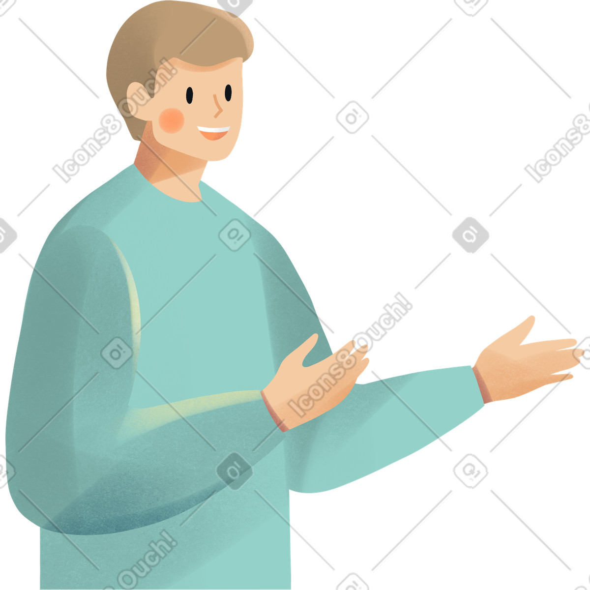Shine 스타일의 Young man gesturing with his hands 일러스트레이션 PNG, SVG 다운로드