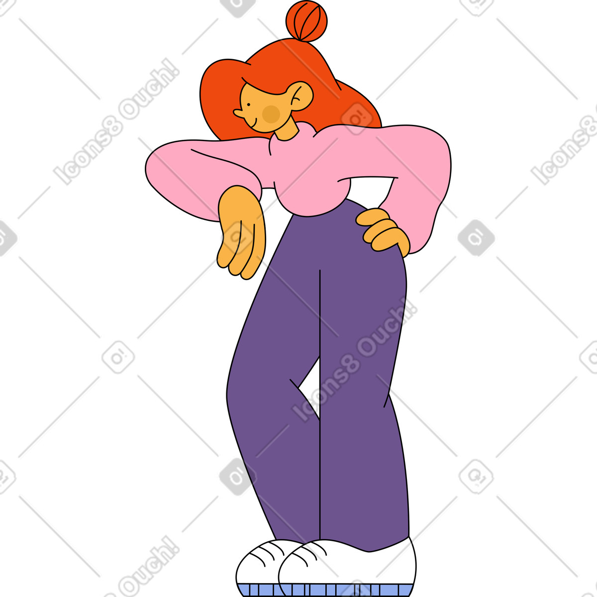 Girl is standing and leaning on something illustration in Bloom style download in PNG, SVG