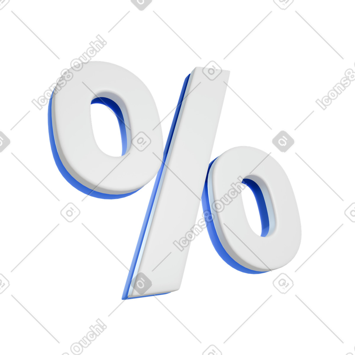 Percent sign icon illustration in 3D Blueprint style download in PNG, SVG