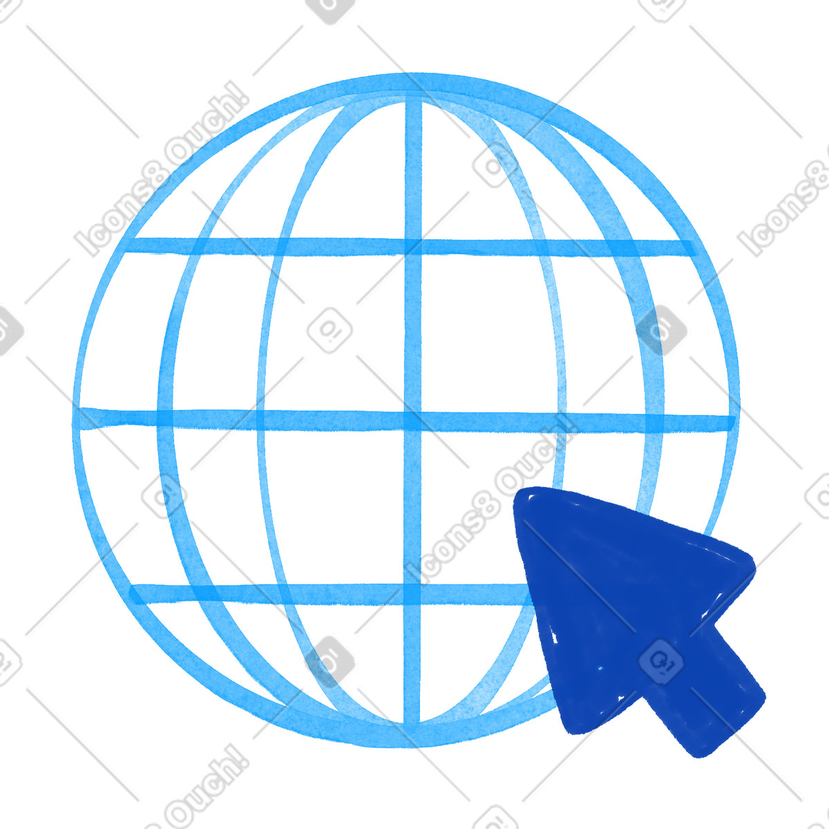 Tint スタイルの Globe symbol with cursor arrow indicating global internet access connectivity のイラストをPNG、SVG形式でダウンロード
