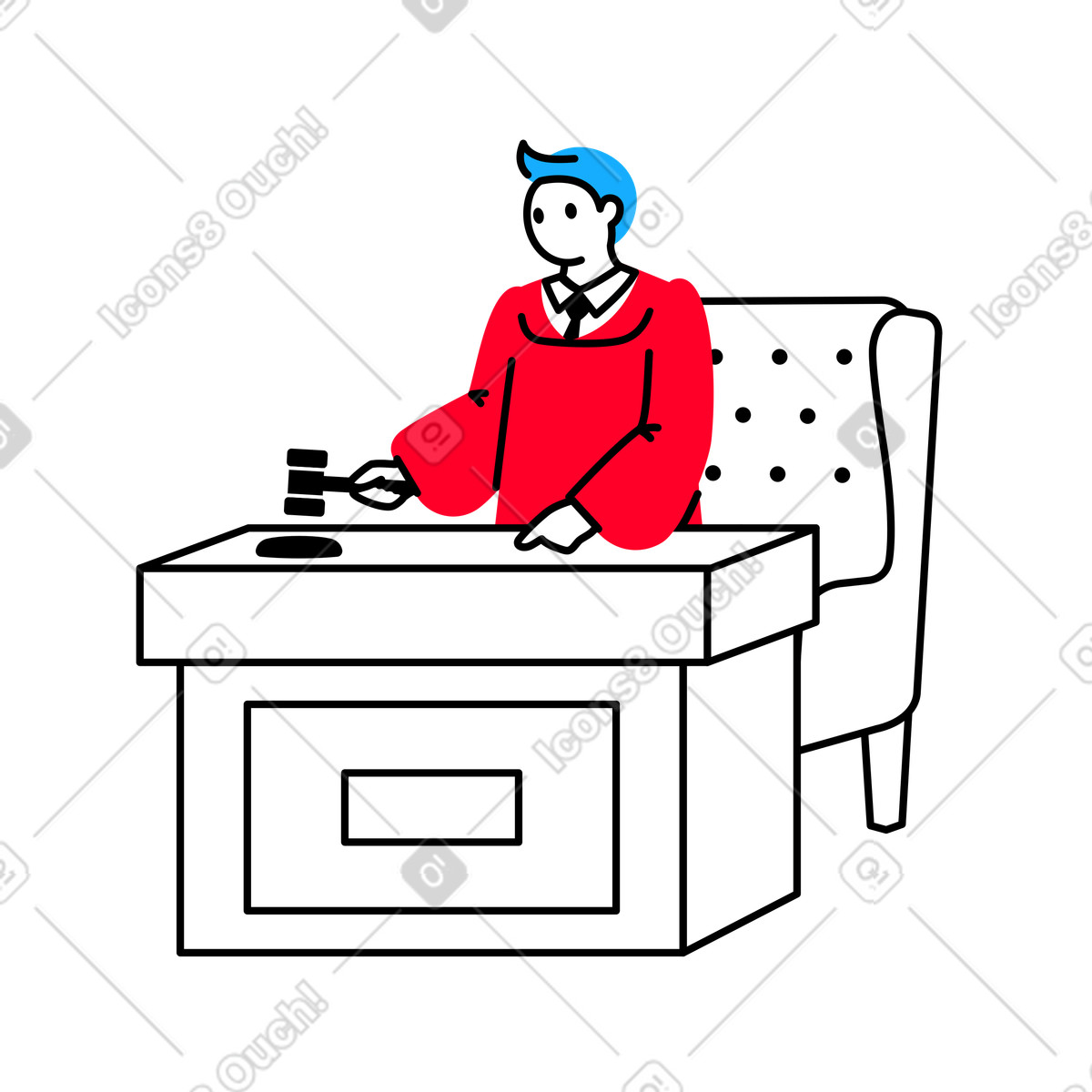 Ilustração de Juiz presidindo um tribunal em no estilo Transistor para baixar em PNG, SVG