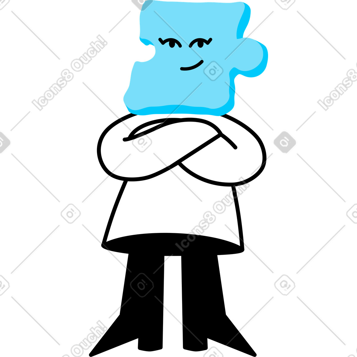 Personaggio con la testa a forma di puzzle illustrazione in stile Giggle scarica in PNG, SVG
