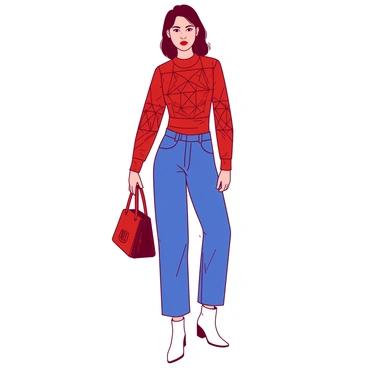 A modern outfit with geometric textured patterns that create visual interest and depth.