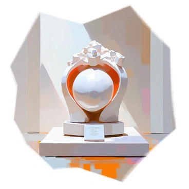 An artistic representation of the clitoris in a gallery setting, highlighting anatomy through sculpture