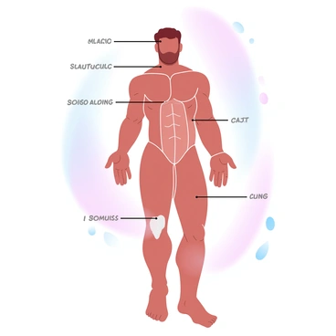 A detailed study of the human muscular system in a classic anatomical pose