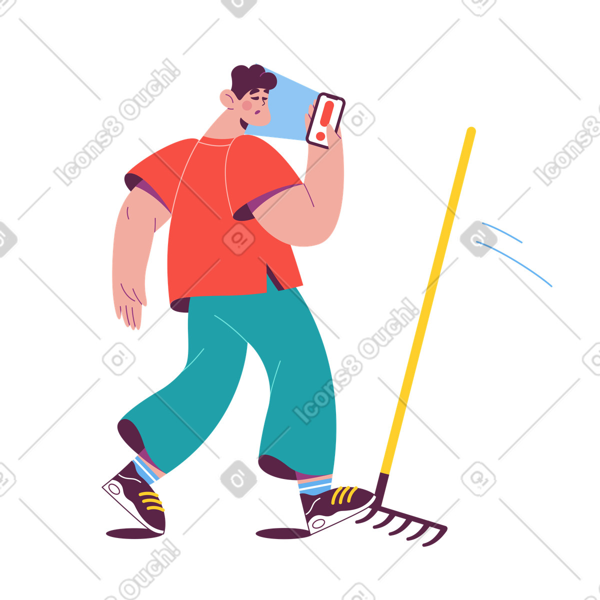 Illustration Pedestrian hit by error notification and tripping, Fatal concept dans le style Sammy à télécharger aux formats PNG, SVG