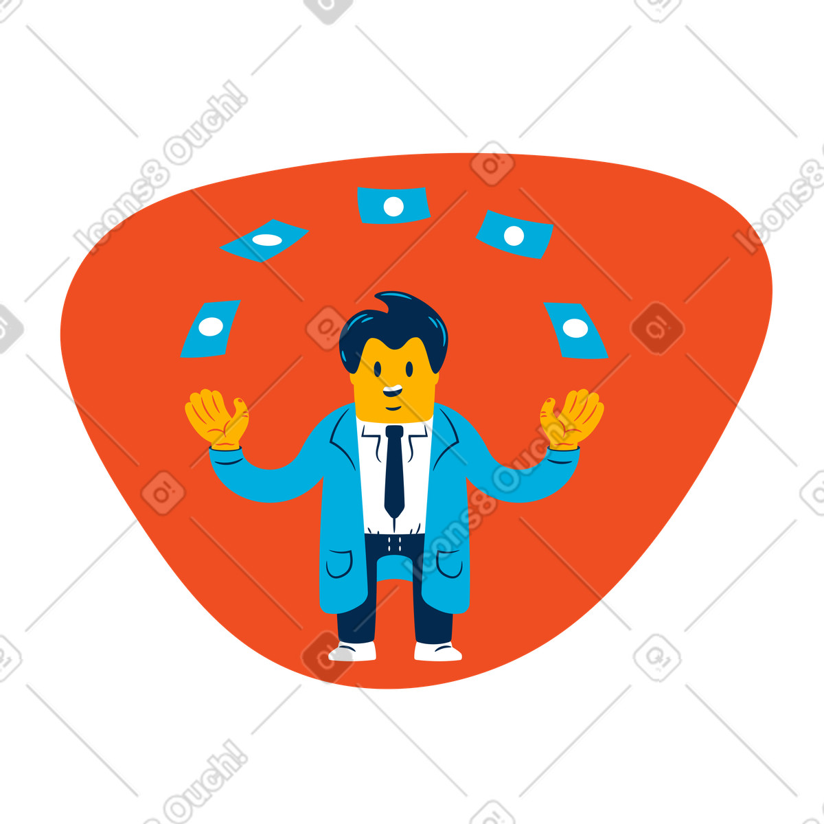 Uomo in cappotto che si destreggia con le banconote illustrazione stile Flame scarica PNG, SVG