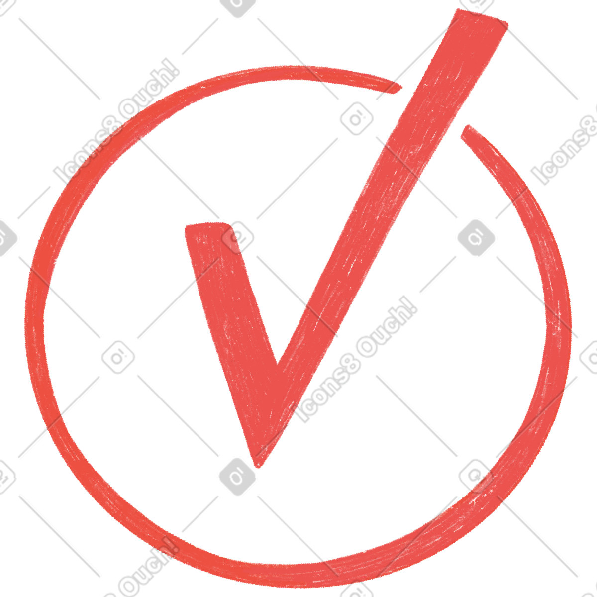 下载 Biro 风格的 Red check mark in the circle 插画，支持 PNG、SVG 格式
