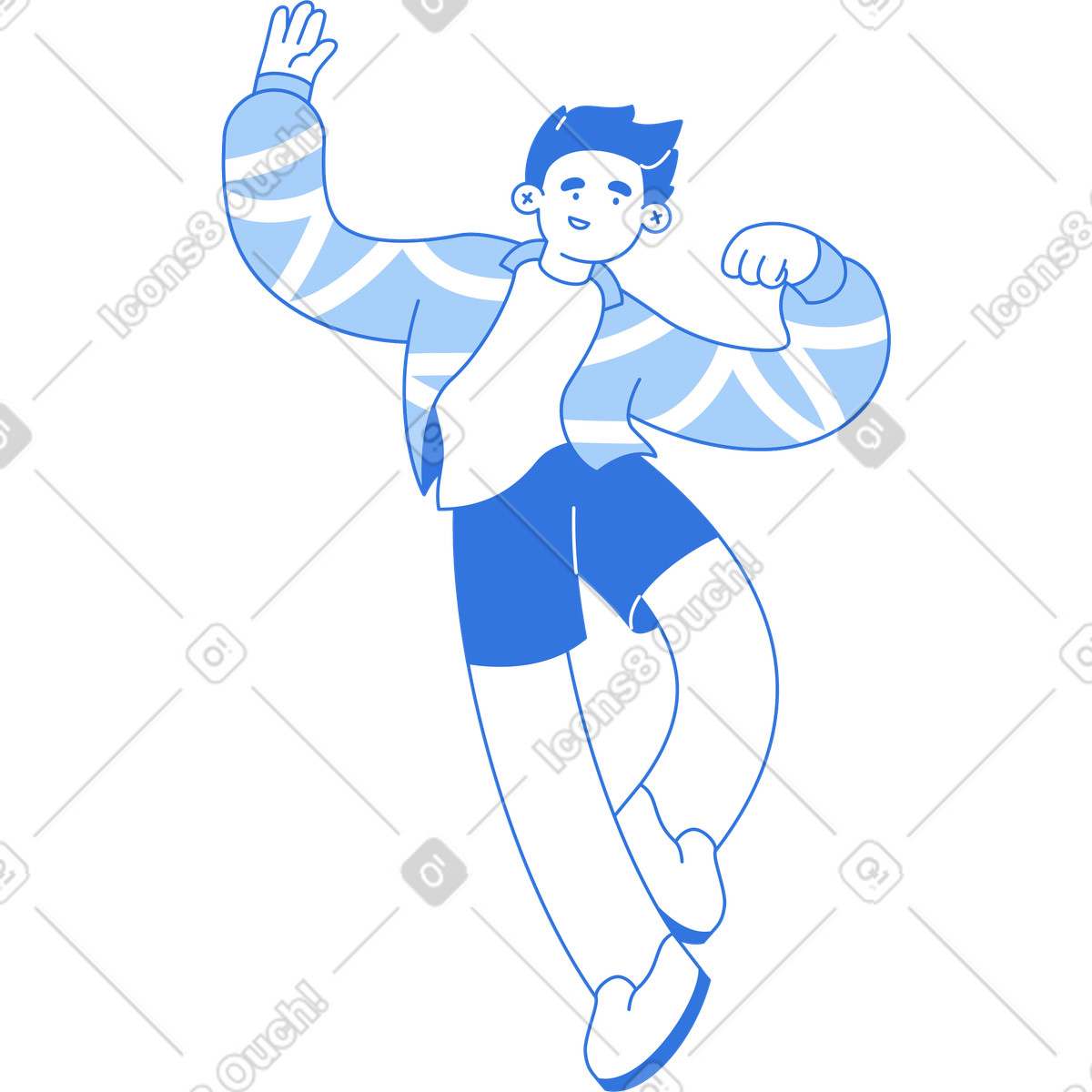 Ilustración Hombre feliz saltando en estilo Sky a descargar en PNG y SVG