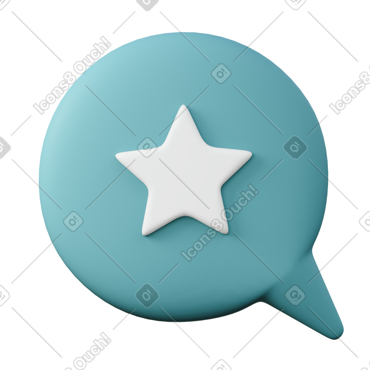 Ilustración Starred speech bubble en estilo 3D Sugary a descargar en PNG y SVG