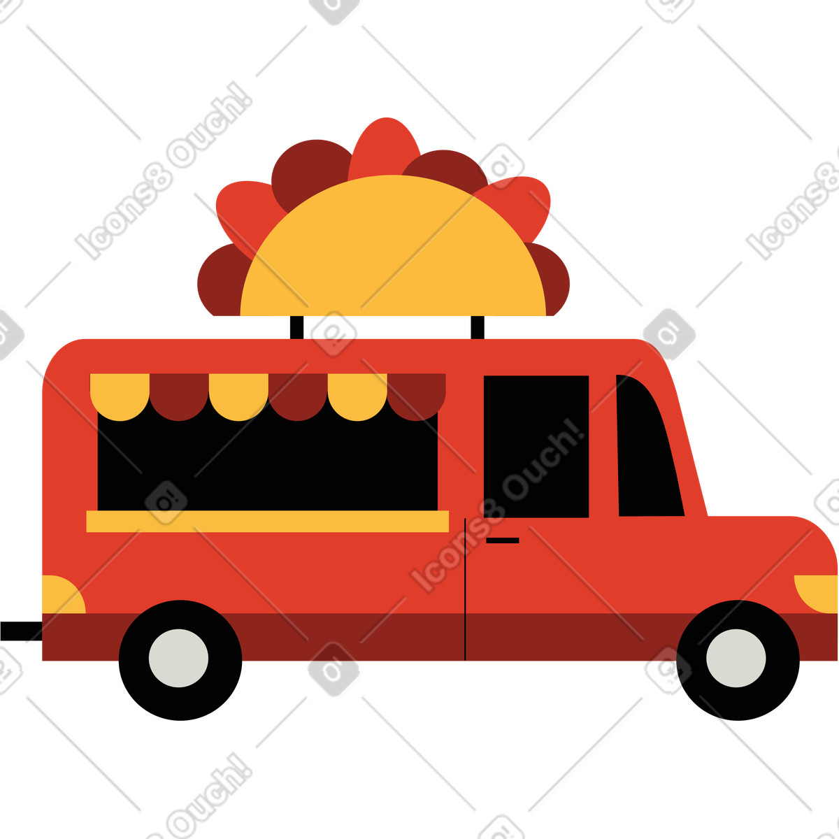 Camion di cibo illustrazione in stile Burgundy scarica in PNG, SVG