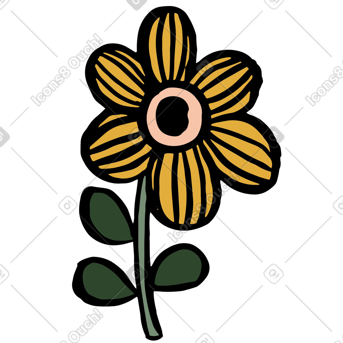 Scandi スタイルの Yellow wildflower with six petals のイラストをPNG、SVG形式でダウンロード