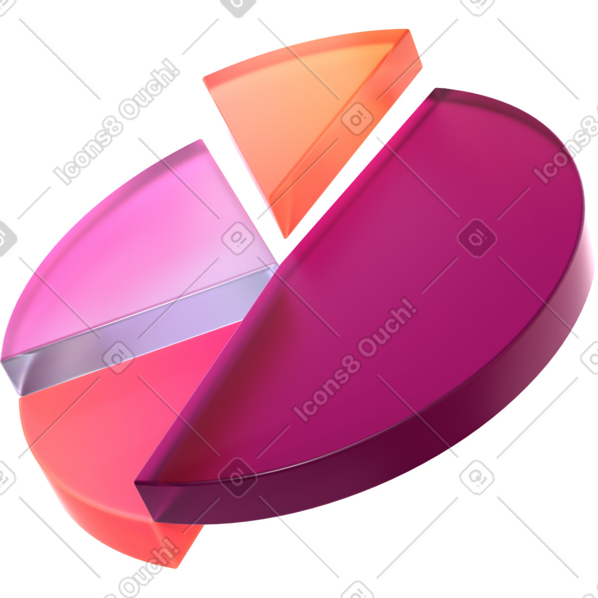 Ilustración Gráfico circular de vidrio en estilo 3D Glassy a descargar en PNG y SVG