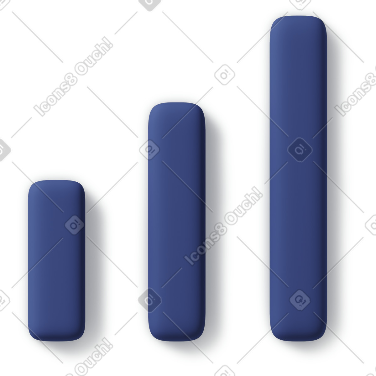 Ilustración Creciente icono de gráfico barras azul en estilo 3D Business a descargar en PNG y SVG