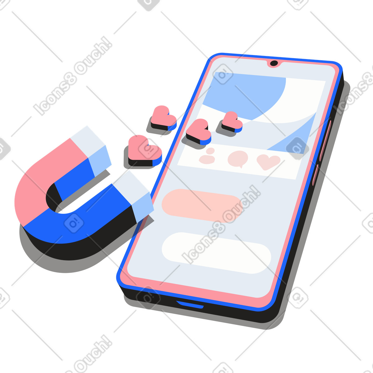 Social Media activity, getting likes illustration in Editorial style download in PNG, SVG