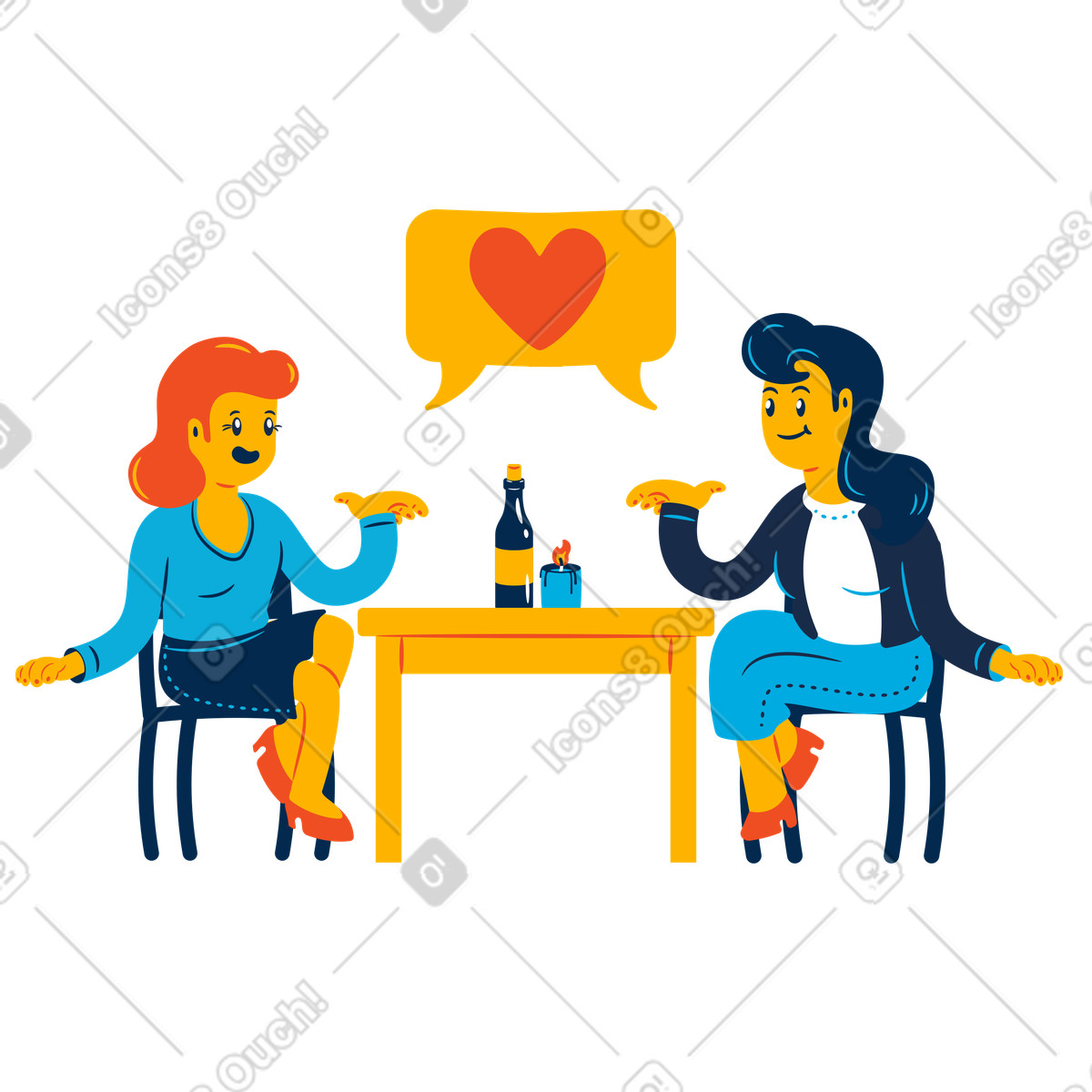 Frauen bei einem romantischen date-Illustration in PNG, SVG