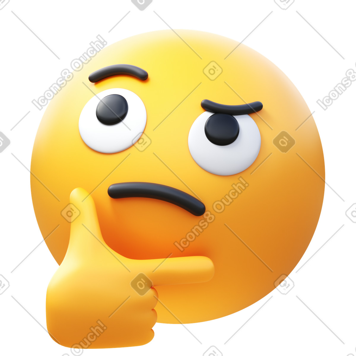Illustration Emoji visage pensant dans le style 3D Fluency à télécharger aux formats PNG, SVG