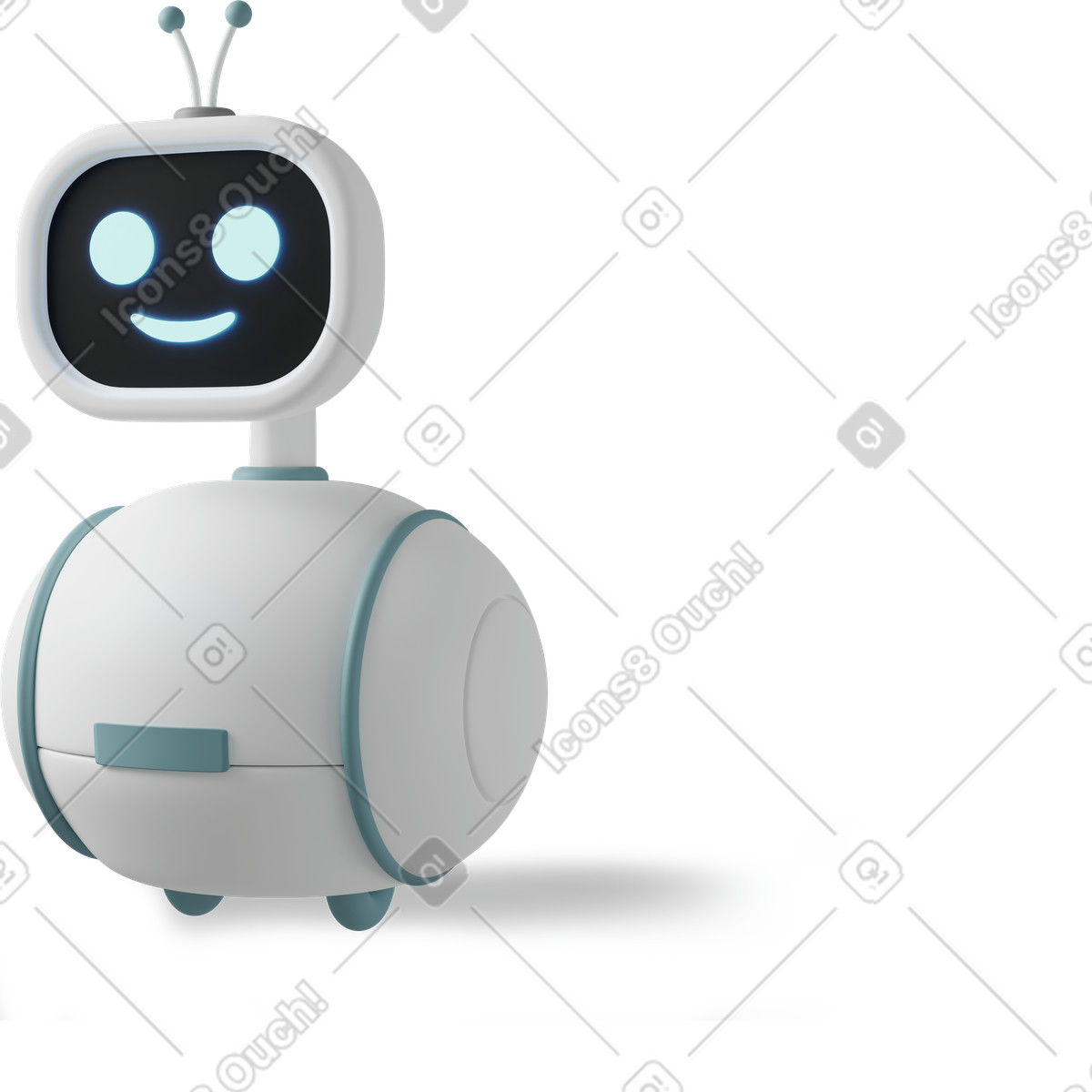 Ilustración White robot en estilo 3D Casual life a descargar en PNG y SVG