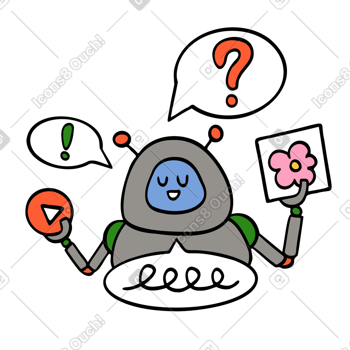 Comic スタイルの AI chatbot answering user questions のイラストをPNG、SVG形式でダウンロード