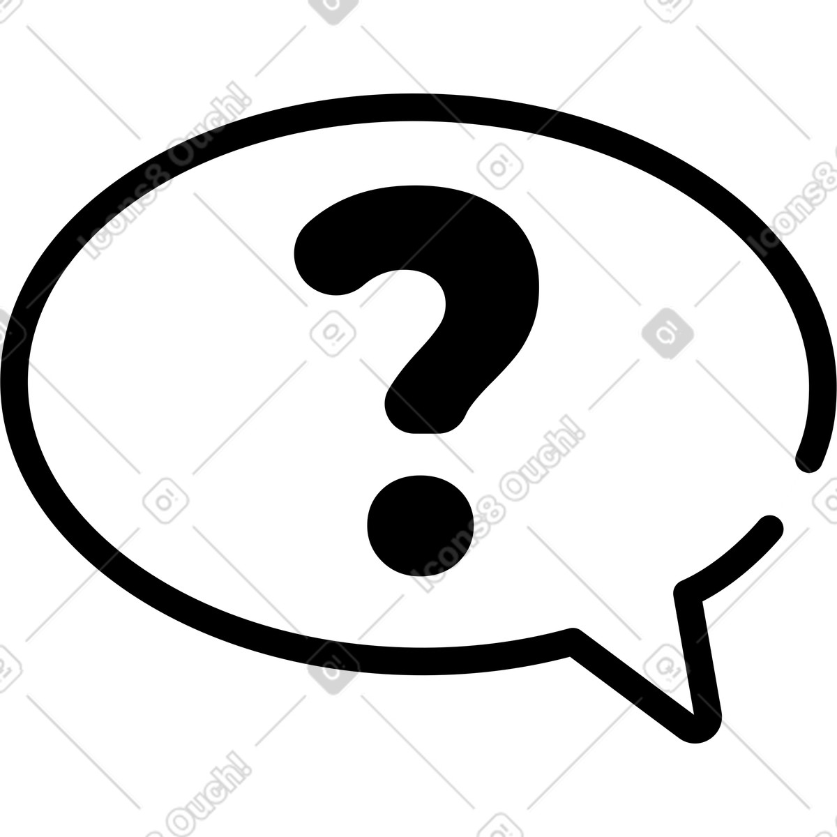 Notion Line Art スタイルの Question mark inside speech bubble symbolizing confusion and uncertainty concept のイラストをPNG、SVG形式でダウンロード