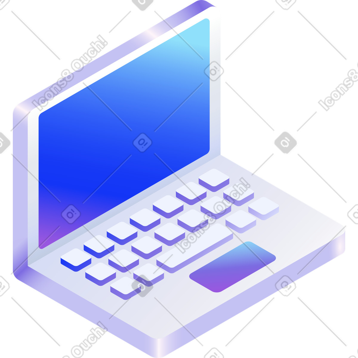 Laptop aperto illustrazione in stile Hi-tech scarica in PNG, SVG
