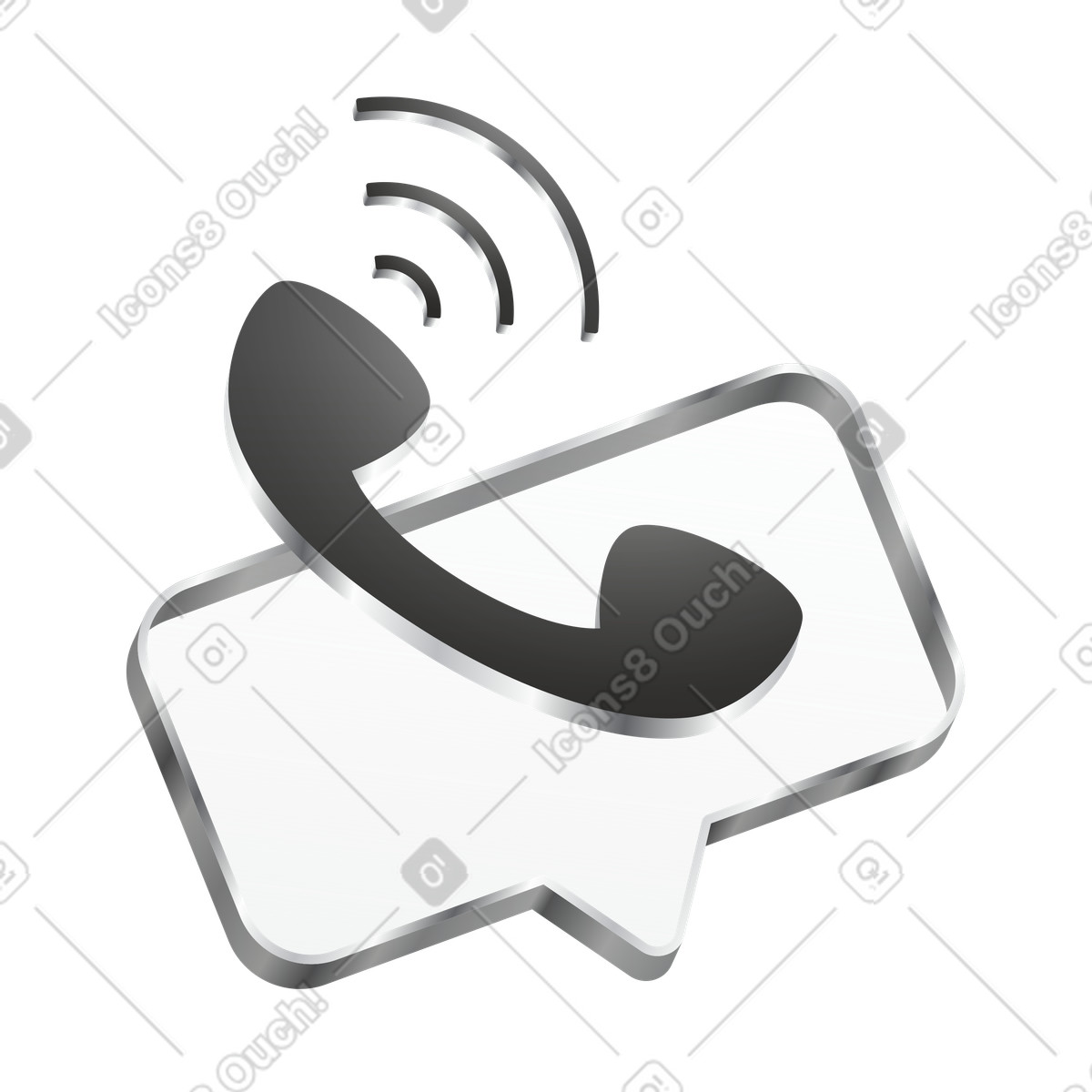 Phone call reminder icon with chat bubble illustration in Token style download in PNG, SVG