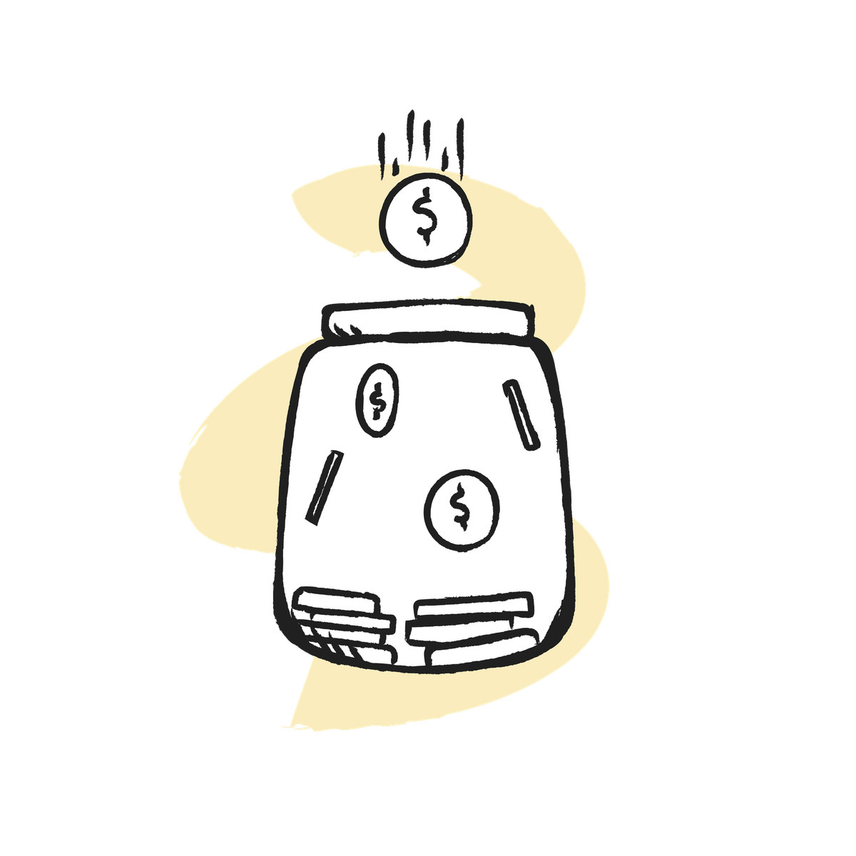 Ilustração de Coins falling into glass jar, Personal budgeting and savings em no estilo Pixeltrue icons para baixar em PNG, SVG