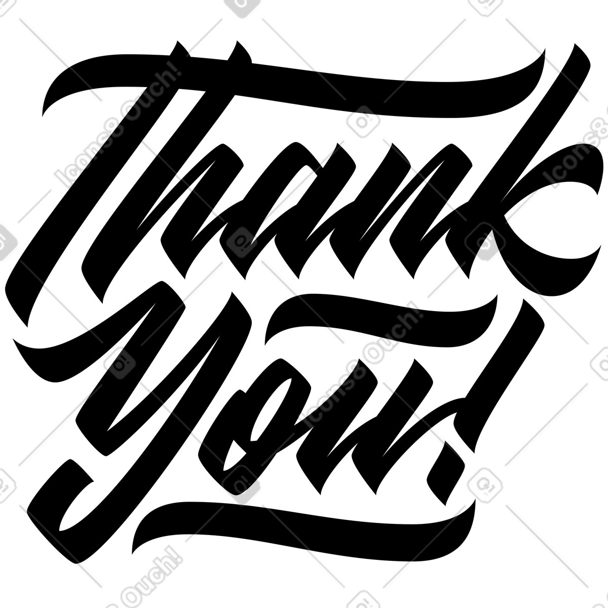 Lettering thank you! text illustration in style download in PNG, SVG