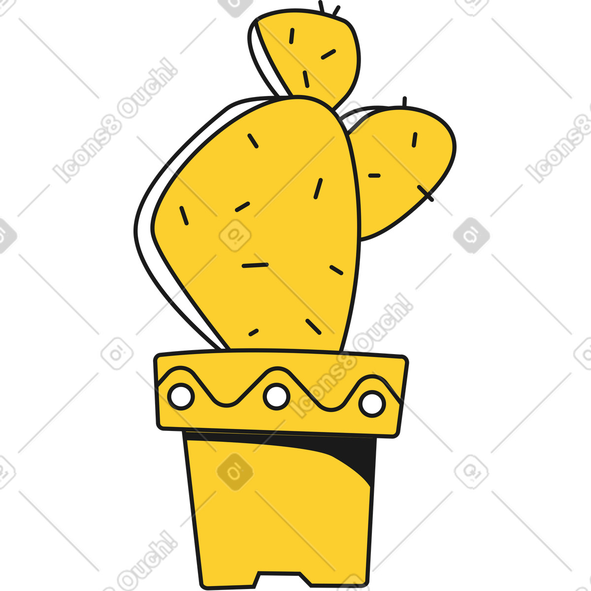 Cactus illustration in Taxi style download in PNG, SVG