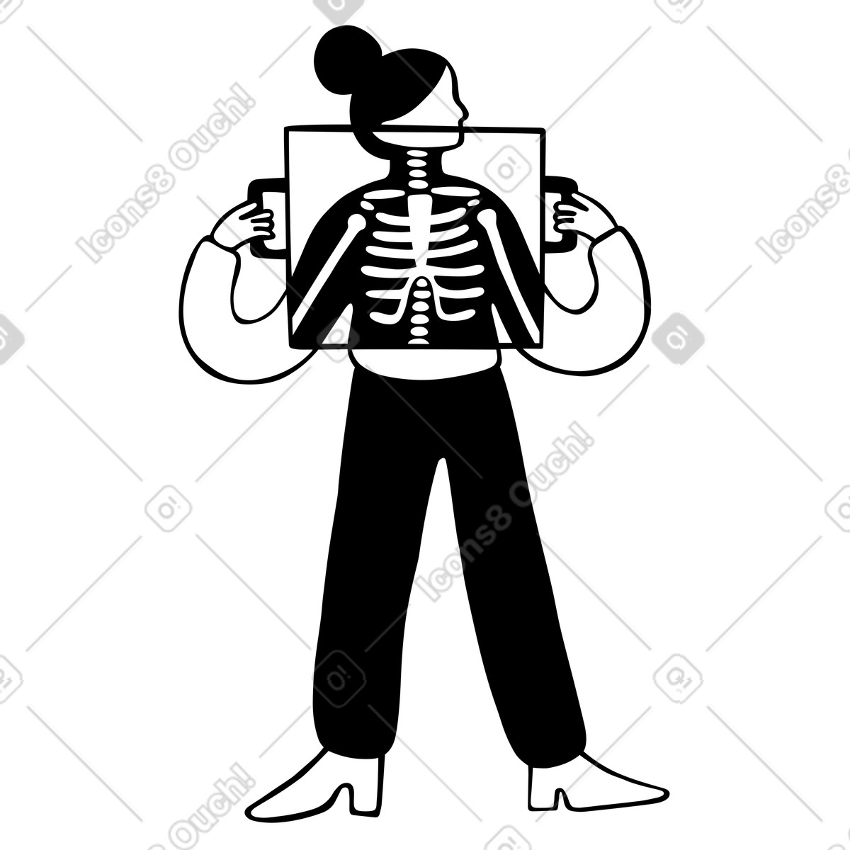 Medtech, woman holding X-ray viewer animated illustration in Journal style download in GIF, Lottie (JSON), AE