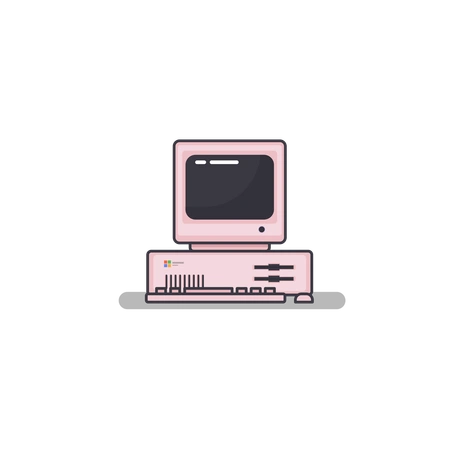 Retro desktop computer icon, vintage technology and digital nostalgia ...