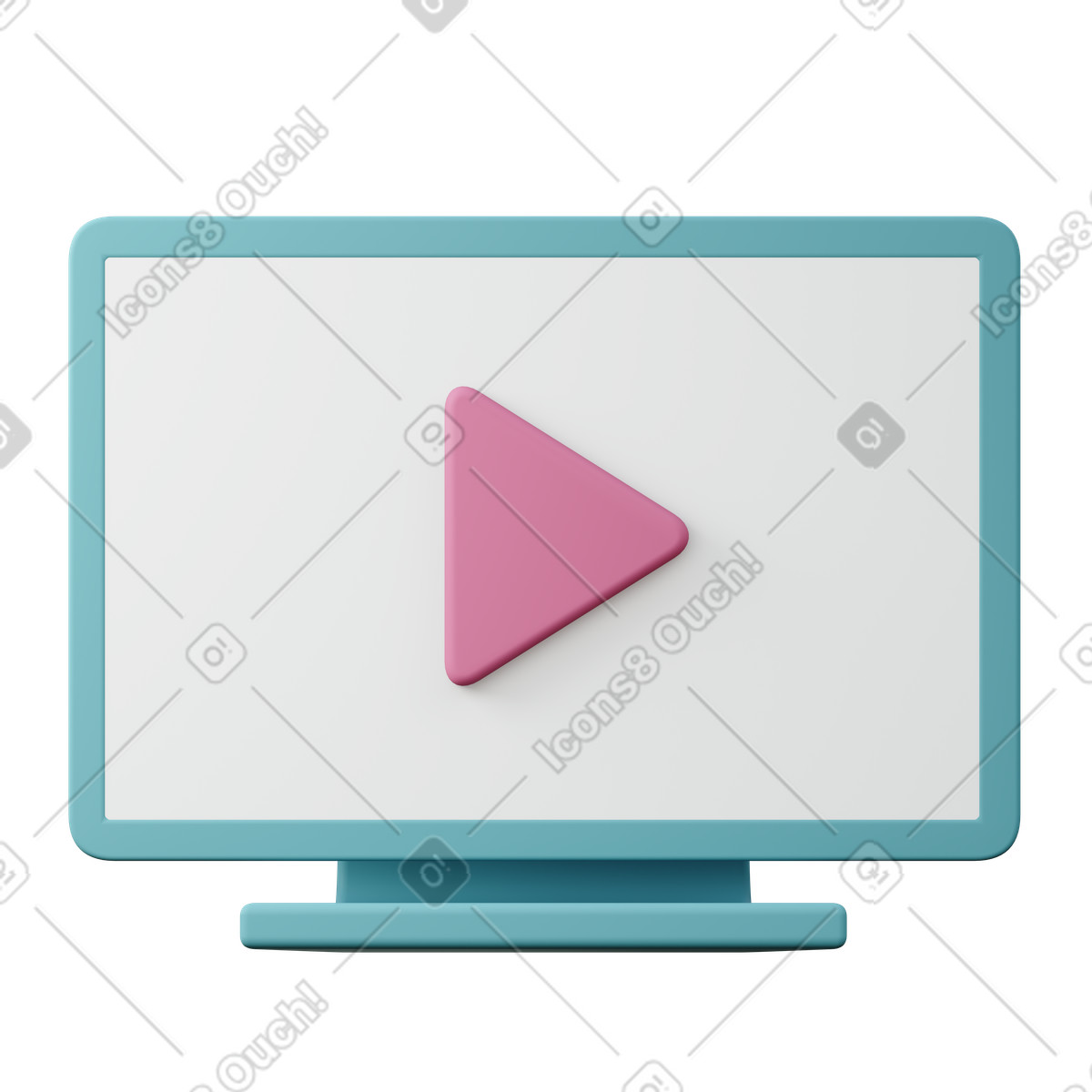 Ilustración TV monitor with play button en estilo 3D Sugary a descargar en PNG y SVG