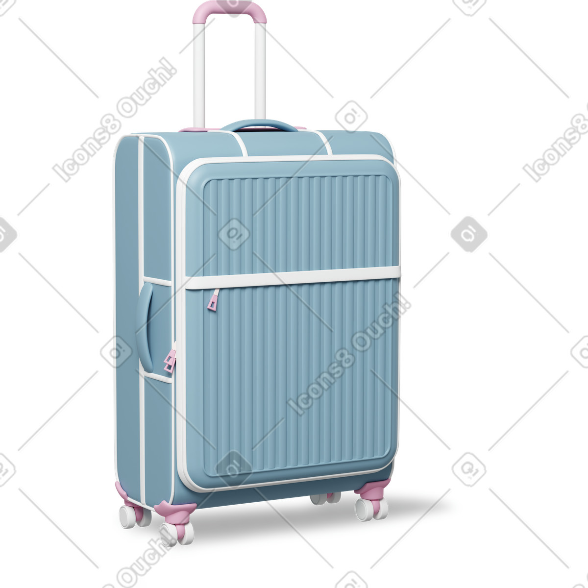 3D Casual life スタイルの Suitcase blue のイラストをPNG、SVG形式でダウンロード