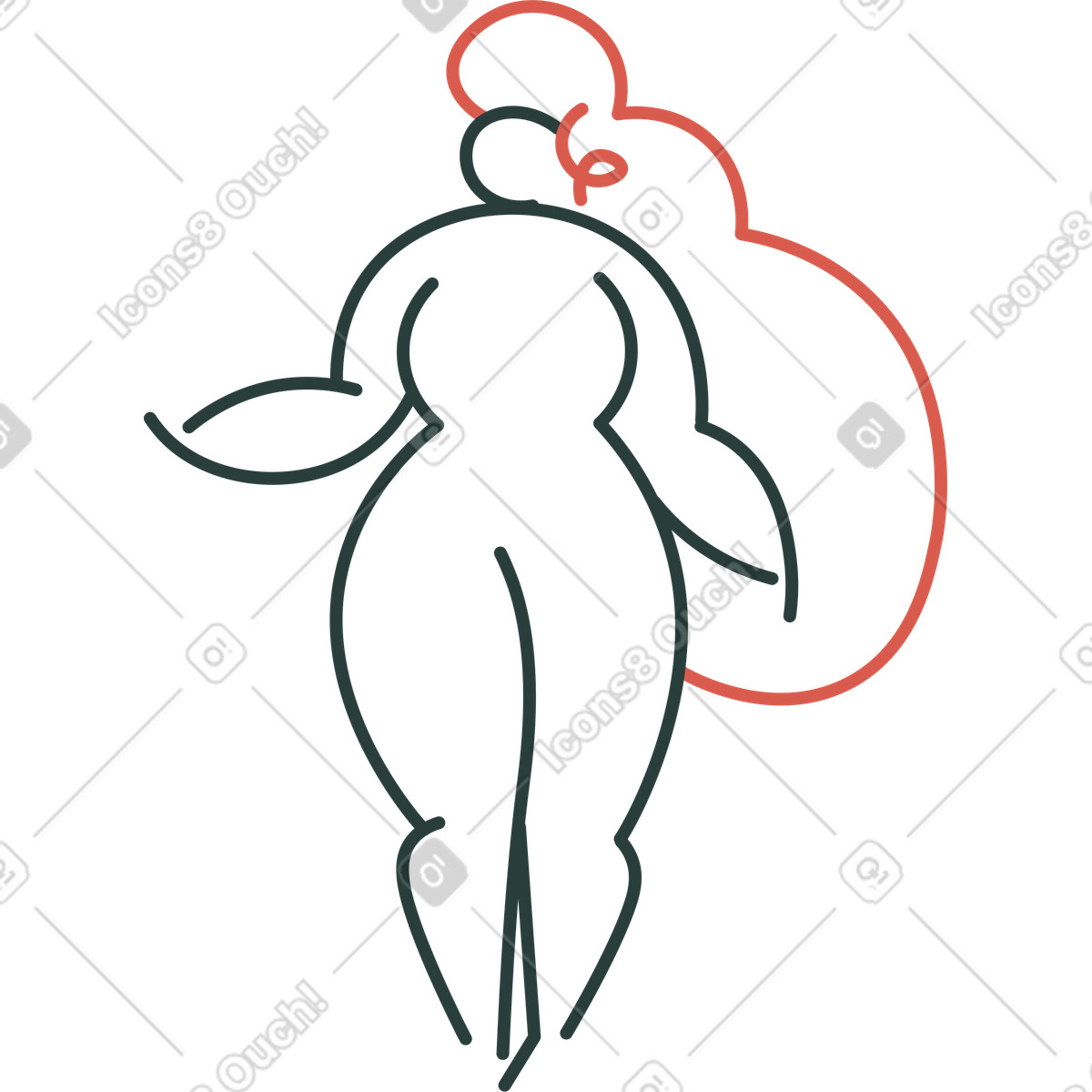 Illustration Femme aux longs cheveux debout dans le style Macaroni à télécharger formats PNG, SVG