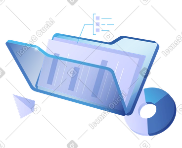 Cartella di file con documenti e grafico a torta, business analytics file system PNG, SVG
