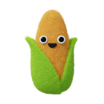A cute corn character with a smiling face - Fuzzy style illustration