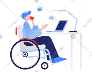 Personne handicapée parlant au téléphone PNG, SVG