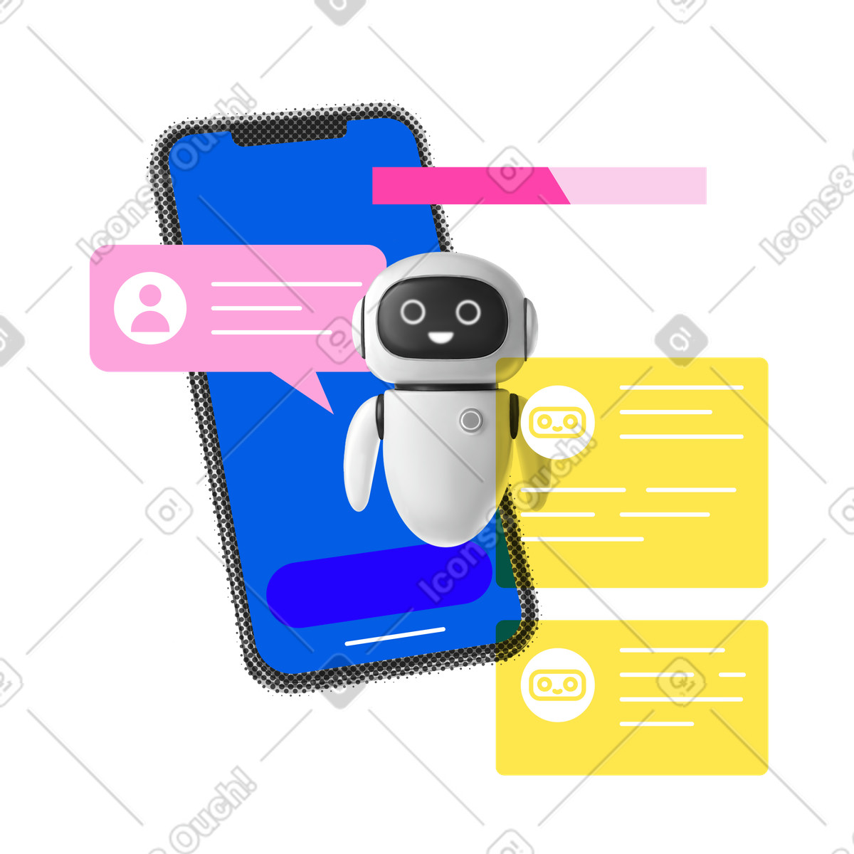 Chatbot responding to user request illustration in PNG, SVG