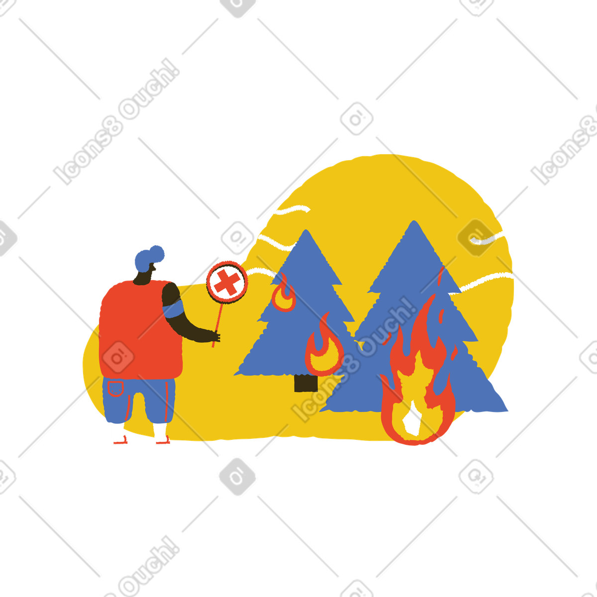 下载 Bermuda 风格的 森林着火 插画，支持 PNG、SVG 格式