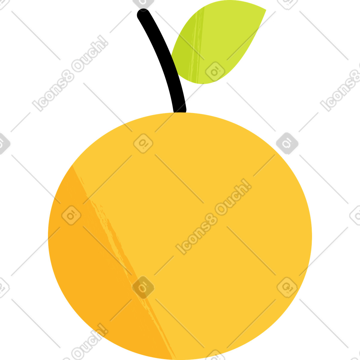 Juicy 스타일의 Yellow apple with leaves 일러스트레이션 PNG, SVG 다운로드